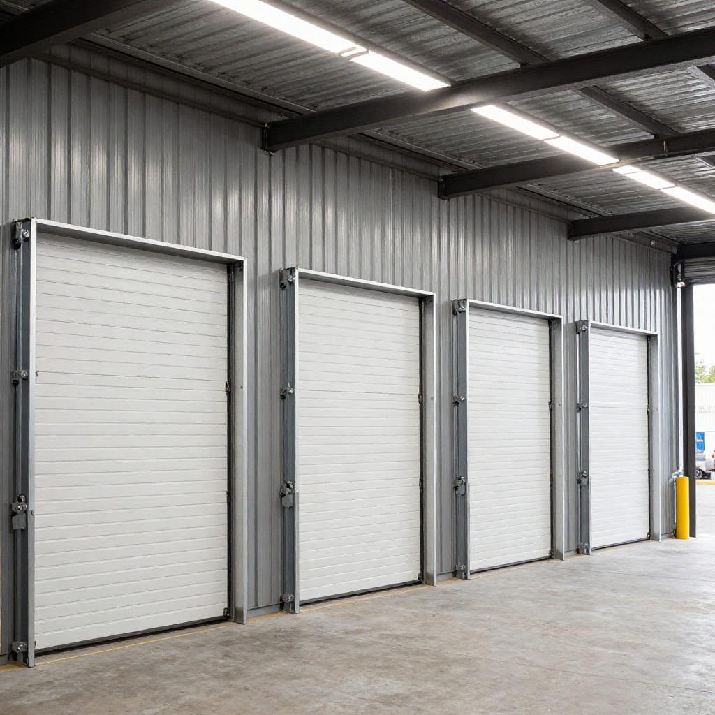 Commercial garage door technician working