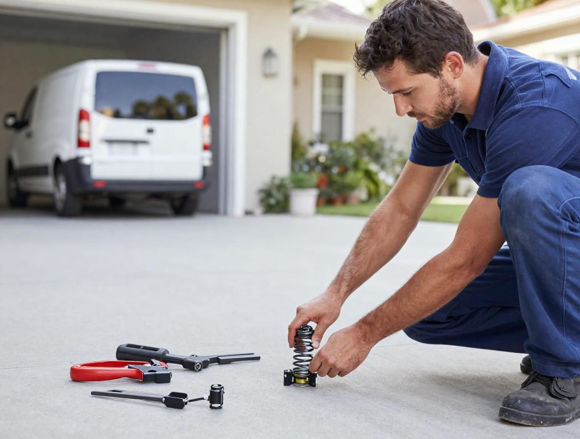 Garage door professional with tools